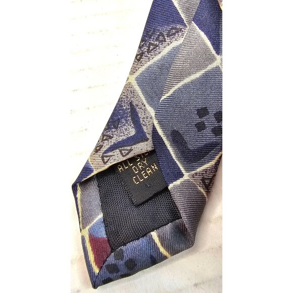 Colours by Alexander Julian Geometric Diamond Pattern Silk Mens Tie - Picture 2 of 9